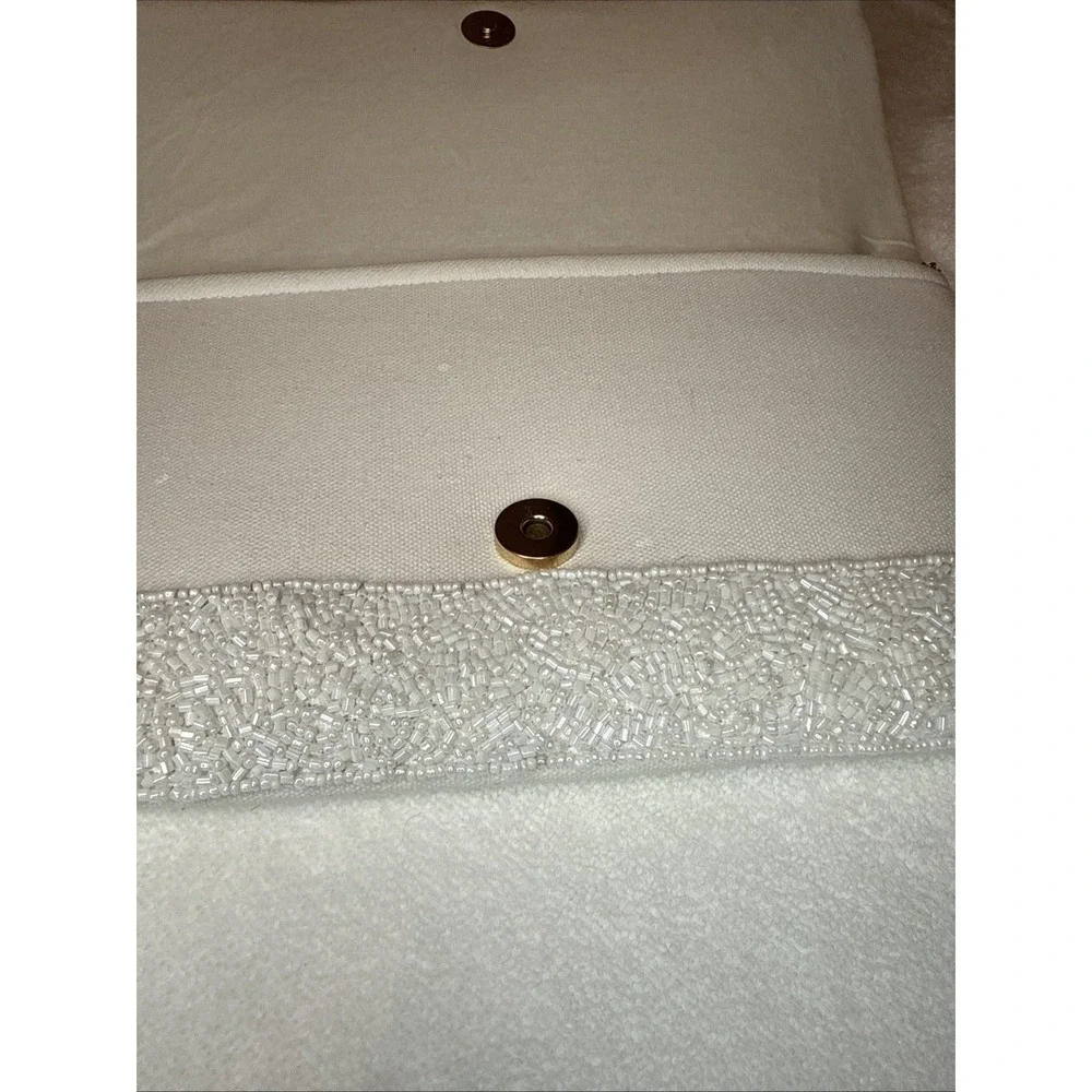 Bride Clutch Embroidered Glass Beaded Gold Tone Chain Strap Classy Elegant